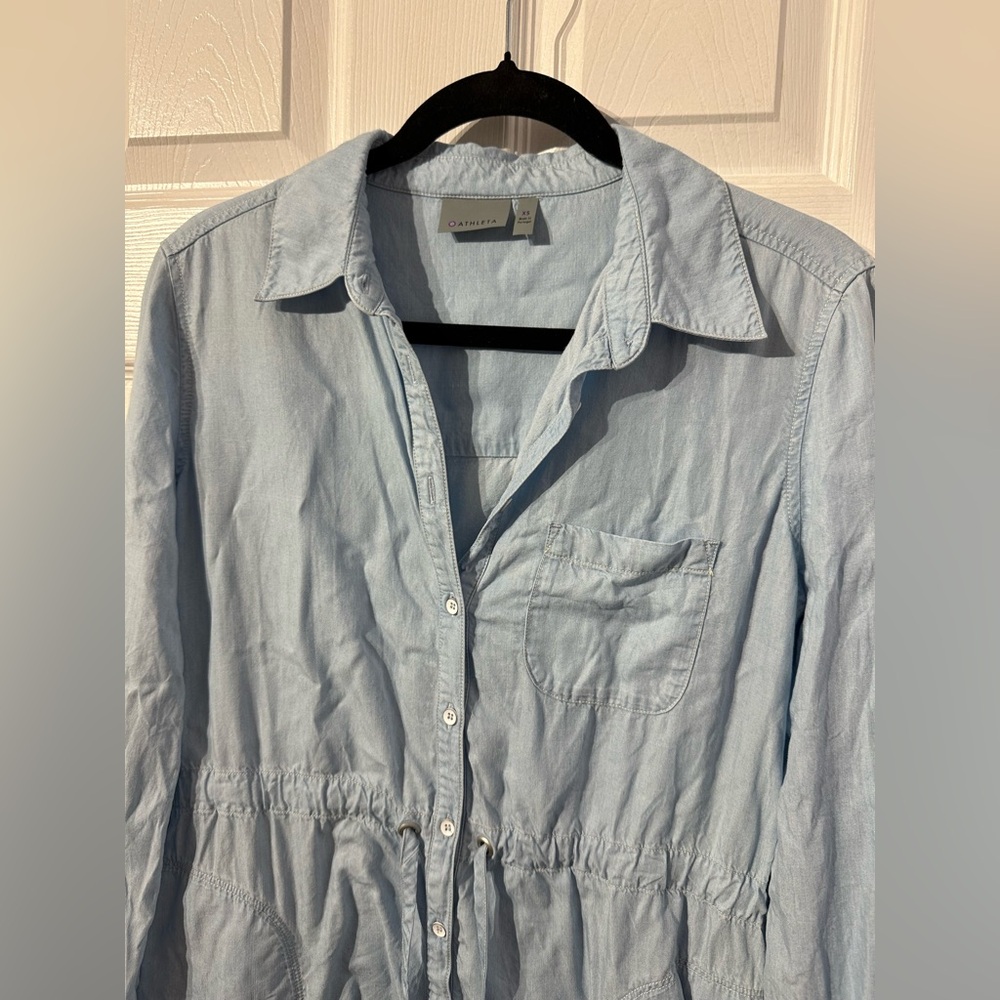 Athleta Light Blue Denim Shirt Dress XS - Picture 8 of 15